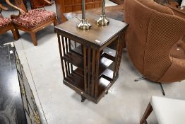 A late 19th or early 20th Century mahogany revolving bookcase, approx. 47 x 47cm, some slight