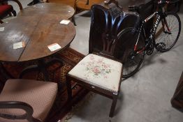 A 19th Century mahogany Chippendale style dining chair having later upholstered drop in seat