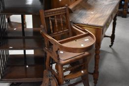 A Victorian and later child's high chair, height approx. 93cm (sold as decorative not use)