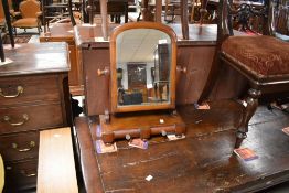 A Victorian mahogany toilet mirror having double drawer base, width approx. 42cm