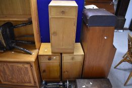 Three vintage golden oak bedside cabinets in the Gomme (G Plan) height approx. 66cm