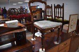 A Victorian mahogany dining chair for refurbishment