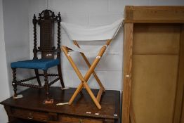 A modern beech framed folding canvas chair , labelled Alias Italy