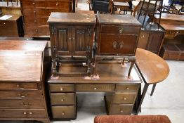 A vintage Priory style dressing table, similar pot cupboard and an early to mid 20th Century pot