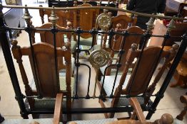 A Victorian style cast and brass bed, width approx. 140cm