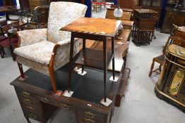 A late 19th or early 20th oak occasional table having square top and under tier, approx. 46 x