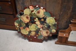 A late 19th or early 20th Century 'dummy board' on wood, having floral and insect decoupage