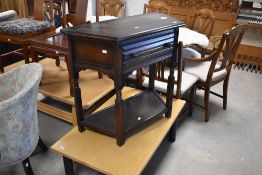 A vintage Priory style credence hall table, width approx. 80cm