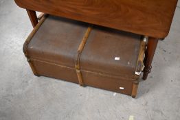 A vintage travel trunk, with monogram to end , CKL, width approx. 77cm