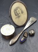 A 20th century silver and guilloche enamel powder pot, of circular form having white guilloche