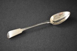 A George IV silver fiddle pattern spoon, having 'Bull' engraved to the terminal reverse, marks for