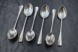 A set of six George V silver Hanoverian rat-tail pattern teaspoons, marks for Sheffield 1914,