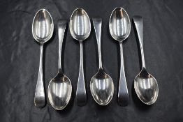 A set of six Victorian silver Old English pattern teaspoons, marks for Sheffield 1893, maker John