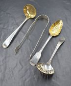 A late Victorian silver sugar sifter, of traditional form having ivy decoration to the terminal with