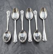A set of six George V silver Pembury style pattern teaspoons, marks for Sheffield 1913, maker Cooper