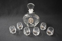 A 20th century silver mounted Luigi Bormioli glass decanter, the decanter of rounded form having