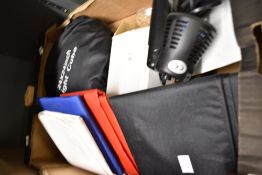 A pair of desk to photography lights, with background cloths and a 24x24 light cube