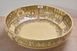 A large Royal Doulton bone china 'Watchman' series bowl, illustrations depict scenes and