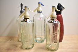 A group of five vintage soda ciphens including Clinning and Ormond of Blackpool, Hooper Strude and