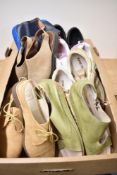 Three pairs of vintage ladies sandals and a pair of tan open heeled brogues, to include vintage