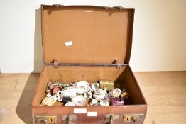 A collection of interesting sundry items, to include miniature porcelain items, a red stained
