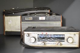 Three 20th-century radios, to include two Roberts R600 portable transistor radios and one larger