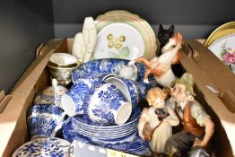 An Enoch Woods blue and white part dinner tea service (19), a Vanguards 1:43 scale model Ford Anglia