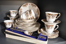 A 20th-century Colclough Bone China 'Royale' part tea set/dinner service, featuring an ornate floral