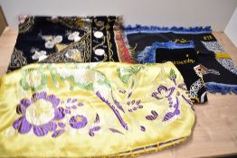 Four fabric WWII souvenirs, to include two Egyptian cotton panel, decorated with chain stitch, dated