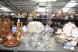 A selection of mixed glass wares, to include two cylindrical lidded storage containers, two jugs and