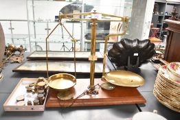 Thought to be 19th-century W & T Avery of Birmingham brass apothecary scales, sold with a