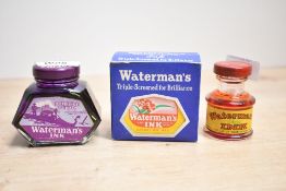 Three Waterman Inks. Patrician Purple, Red and Carnation Red