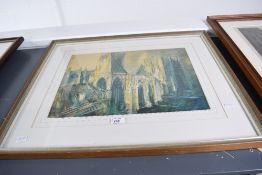 A framed 20th-century print of York Minster after John Piper (British 1903-1992), with the