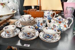 An early 20th-century Booths Silicon china 'Pompadour' tea set, to feature hand painted floral and