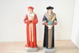 Two 20th-century English ecclesiastical pottery figures, to feature a hand painted figurine of St.