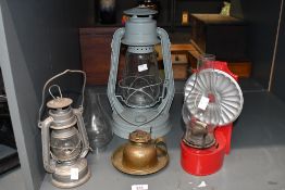 A large vintage Chalwyn 'Tornado' storm lanterm grey painted with swing over handle 37cm sold