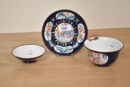 Three small 19th-century Chinese Canton enamel wares, to feature hand painted landscapes of