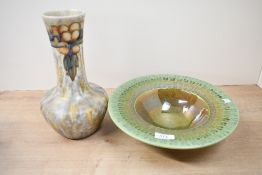 Of local interest, a Tobias Harrison of Cumbria studio pottery bowl, having a wide, flat rim