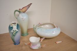 A quantity of 20th-century Franz porcelain 'Papillon' Butterfly wares, to include a large