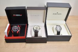 Three boxed wristwatches, comprising two Ferrari and one Junghans