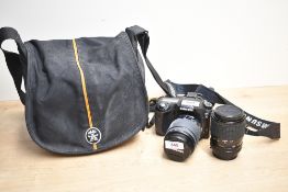 A Samsung GX 1L digital camera with a Schneider-Kreuznach 1:4-5,6 D-Xenon 50-200mm lens and