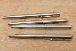 Four Parker 61 ballpoint pens in Flighter with gold trim