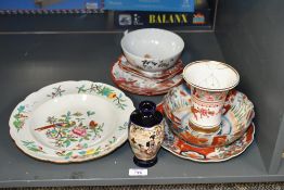 A selection of late 19th to early 20th-century Oriental-style ceramic ware, to feature a large