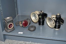 Two early 20th-century Joseph Lucas of Birmingham Calcia Cadet Carbide metal Bicycle Lamps; sold