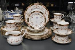 An Olde England Elizabethan pattern fine bone china teaset, setting for six including sugar and