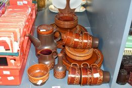 A mid 20th-century Beswick 'Zorba' part coffee and dinner set, in a deep 'treacle' colour with