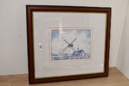 A 20th-century framed print after Tom Eccles, to feature a rural windmill scene, facsimile to bottom