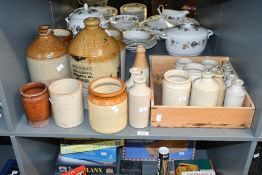 A selection of 19th/20th century buff stoneware bottles and jars, to include A Glassons of Penrith