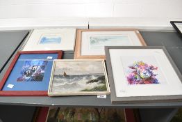 A selection of 20th-century framed prints and paintings, to include 'Gladys' the sheep after Sarah