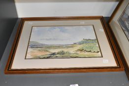 *Local Interest* Bronwen Nixon (British 20th Century) Watercolour 'Llansteffan Estuary' a study of